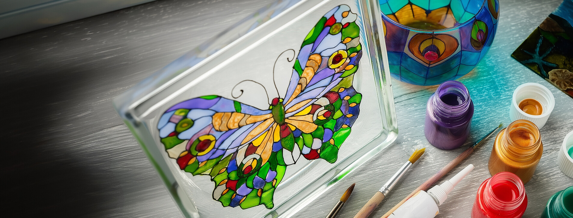 Fotoğraf 1 - İki kişi için Vitray Boyama Atölyesi